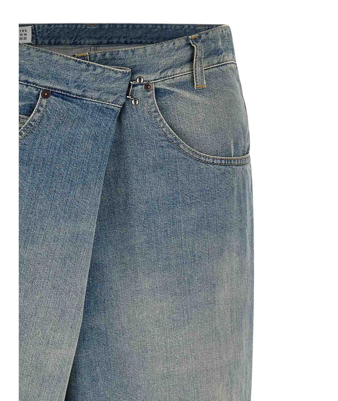 MAISON MARGIELA Голубые хлопковые прямые джинсы, фото 3