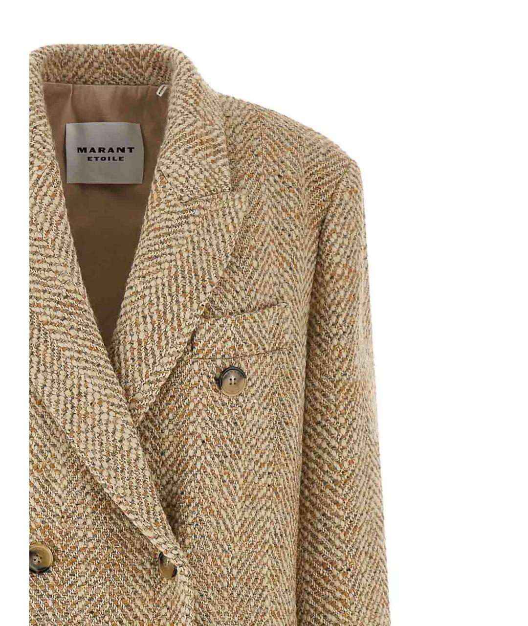ISABEL MARANT ETOILE Бежевое шерстяное пальто, фото 3