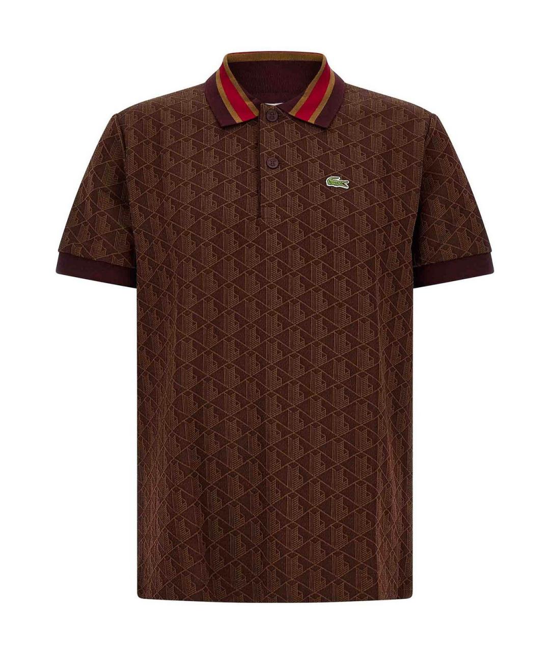 LACOSTE Коричневое хлопковое поло с коротким рукавом, фото 1