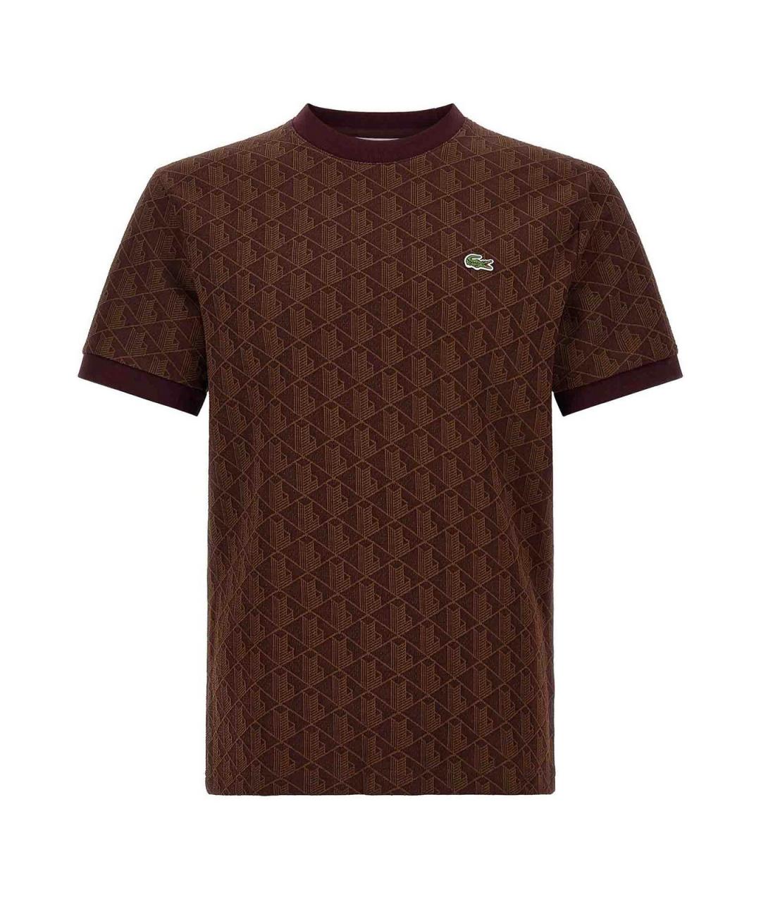 LACOSTE Коричневая хлопковая футболка, фото 1