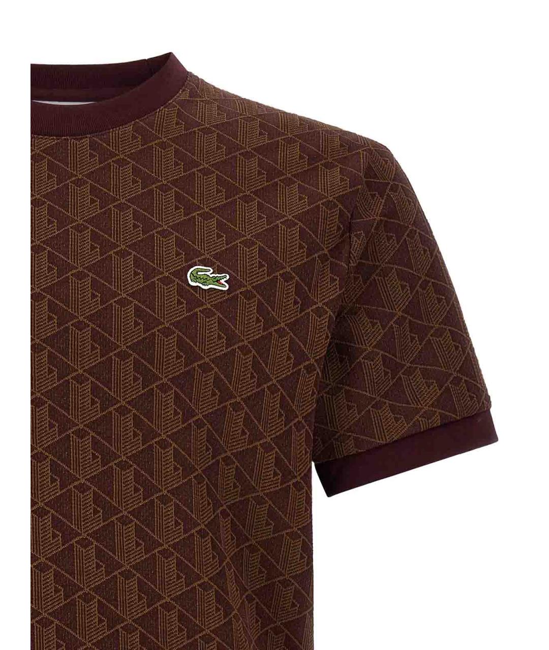 LACOSTE Коричневая хлопковая футболка, фото 3