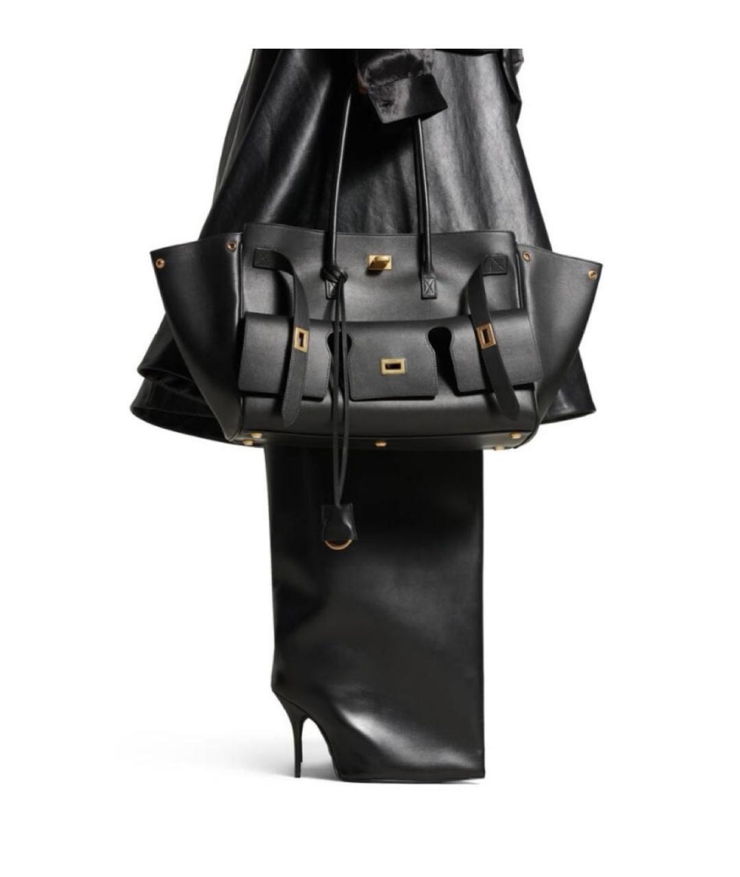 BALENCIAGA Черная кожаная сумка тоут, фото 4