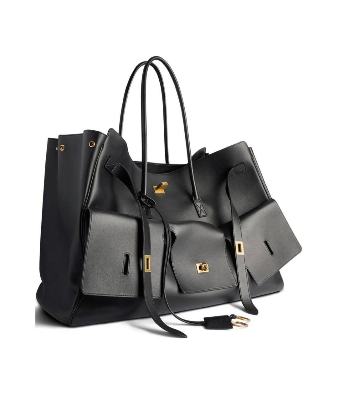 BALENCIAGA Черная кожаная сумка тоут, фото 2