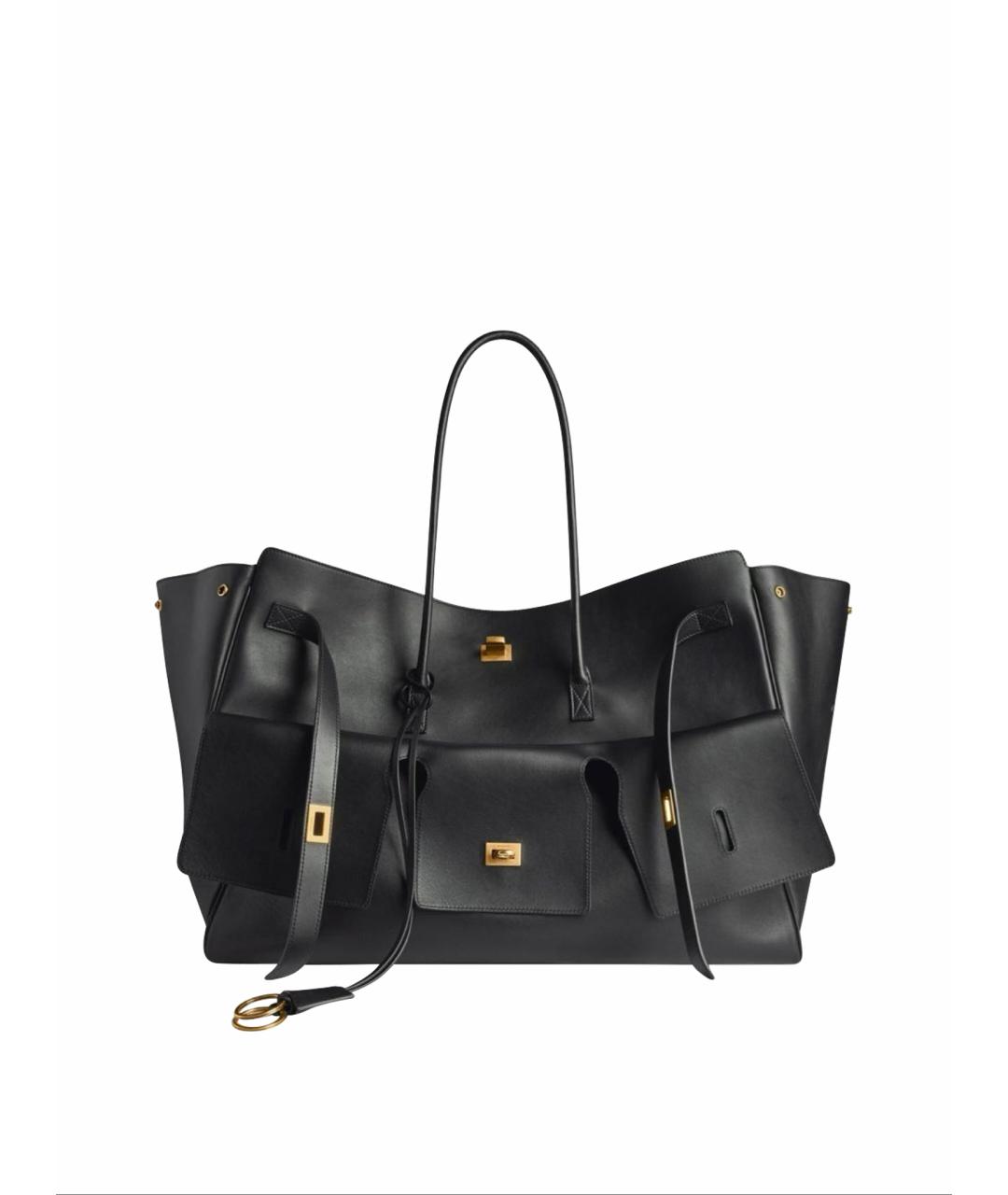 BALENCIAGA Черная кожаная сумка тоут, фото 1