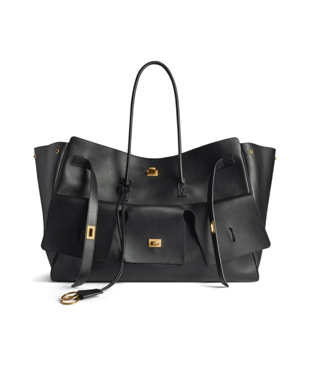 BALENCIAGA Черная кожаная сумка тоут, фото 6
