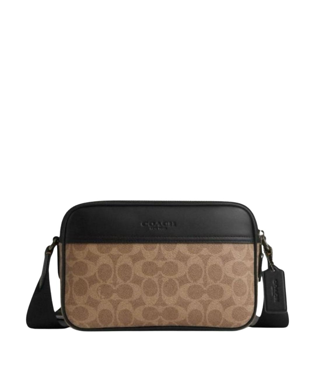 COACH Коричневая сумка на плечо из канвы, фото 1