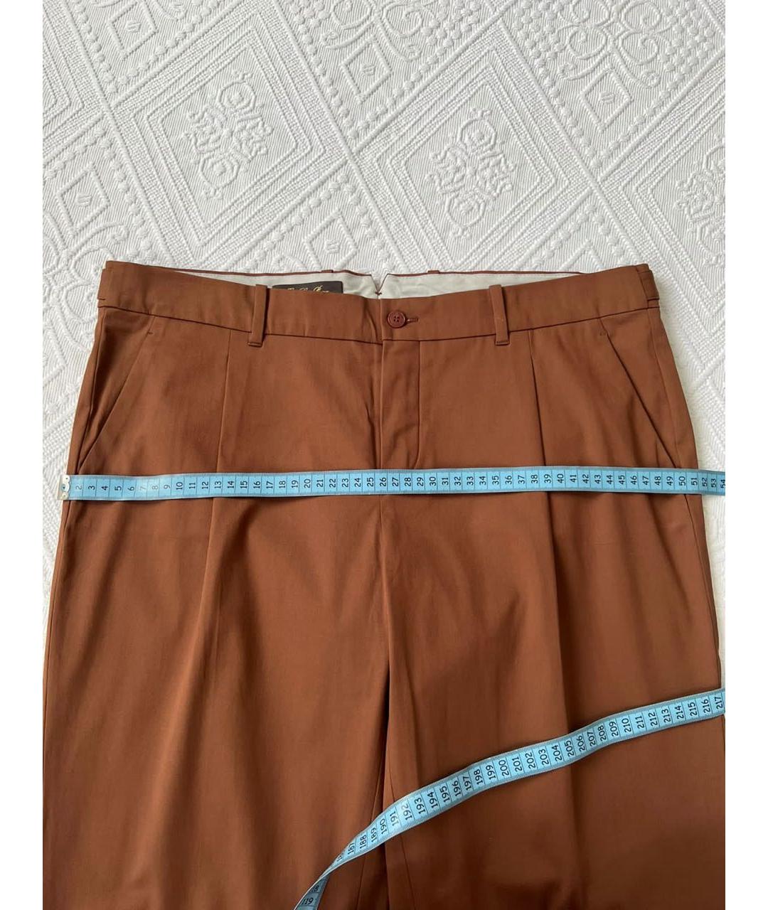 LORO PIANA Коричневые хлопко-эластановые прямые брюки, фото 5