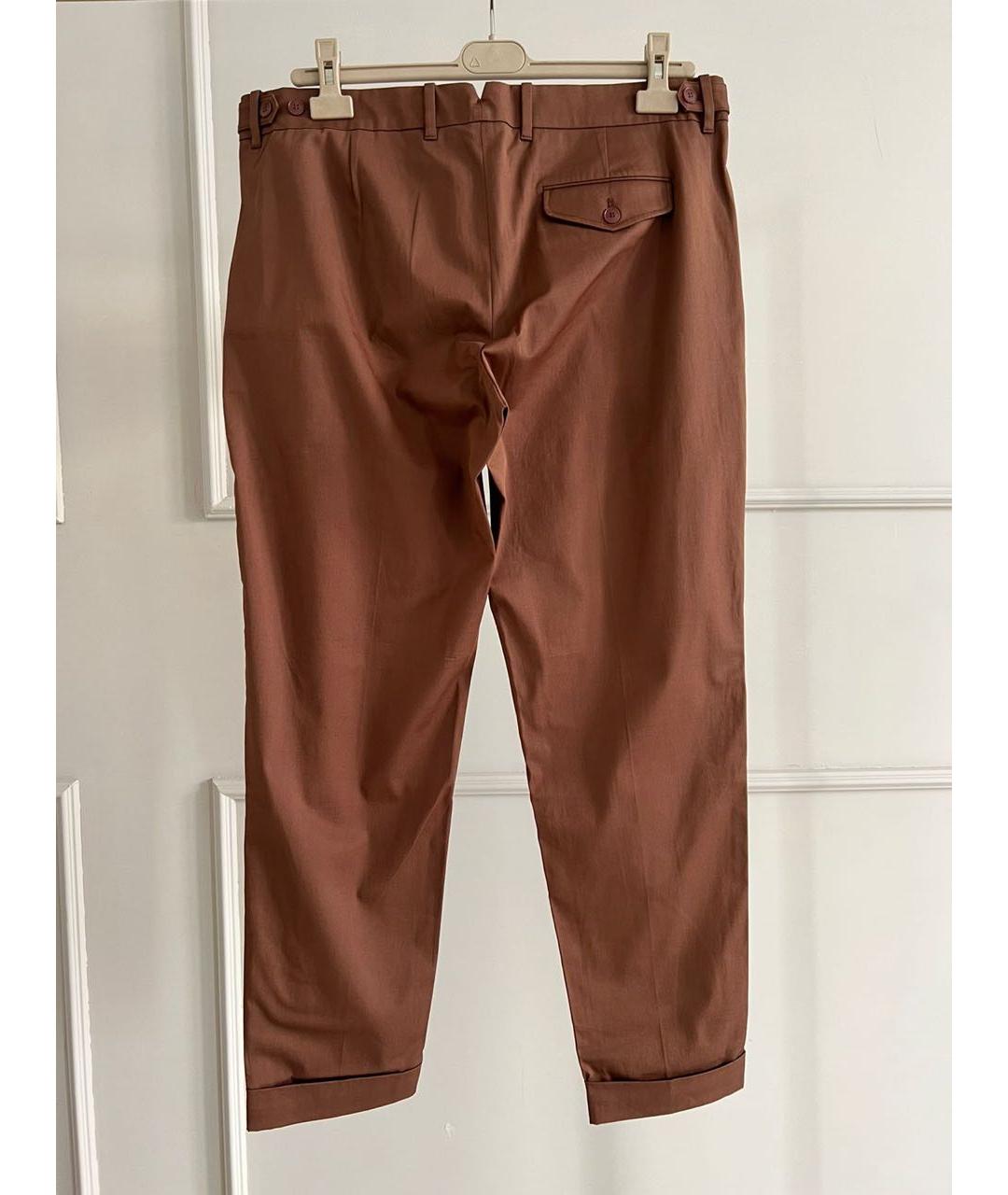 LORO PIANA Коричневые хлопко-эластановые прямые брюки, фото 2