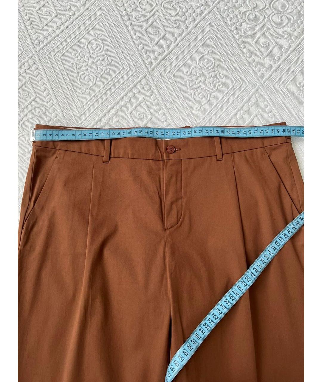 LORO PIANA Коричневые хлопко-эластановые прямые брюки, фото 4