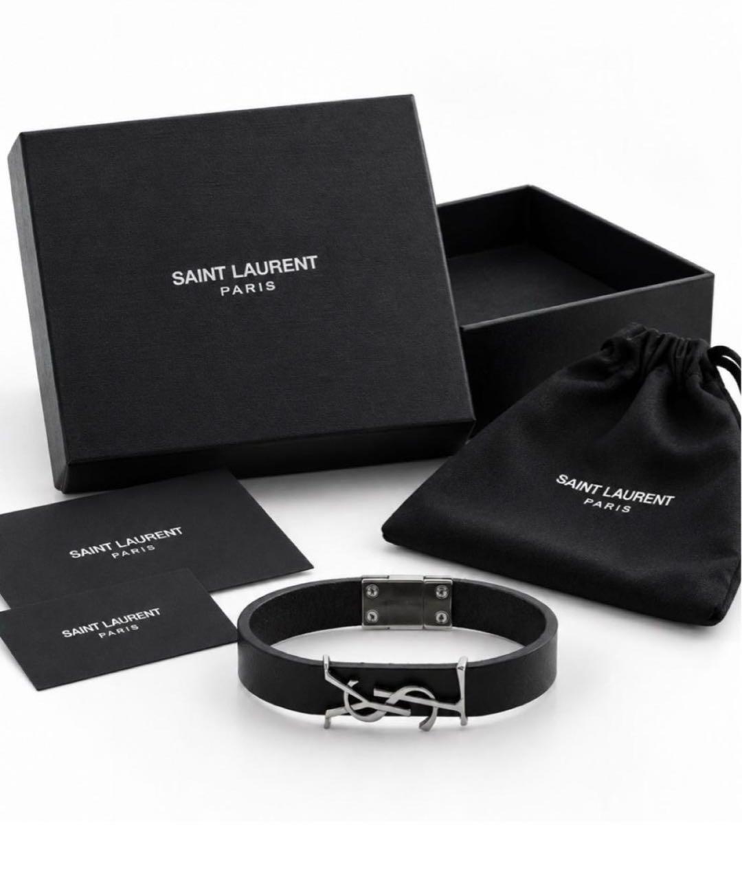 SAINT LAURENT Черный браслет, фото 3
