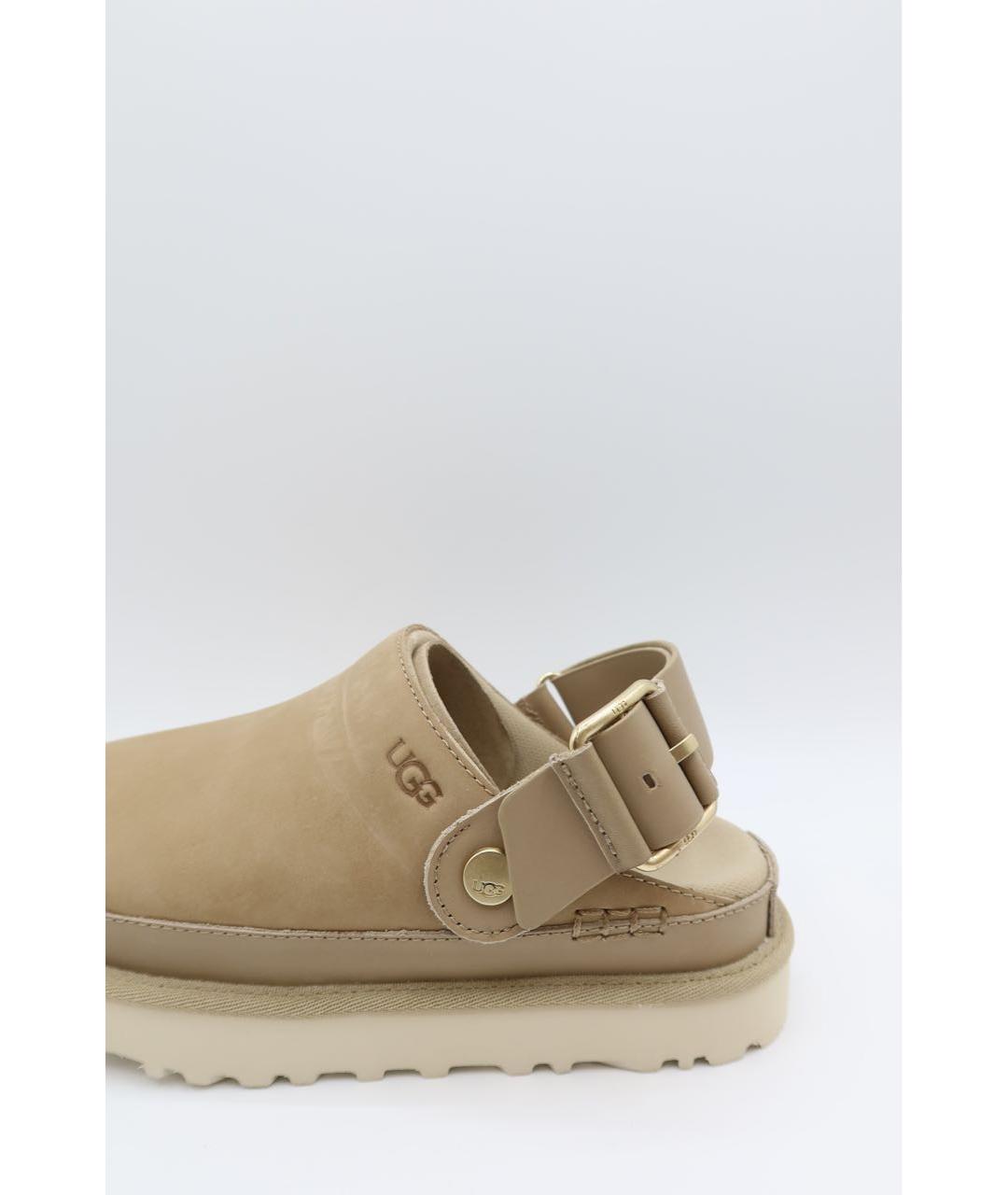 UGG Бежевые замшевые сабо, фото 3
