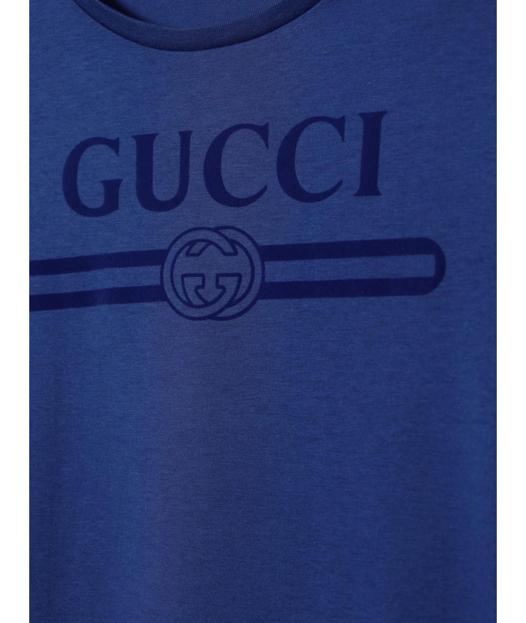 GUCCI Синяя хлопковая детская футболка, фото 3