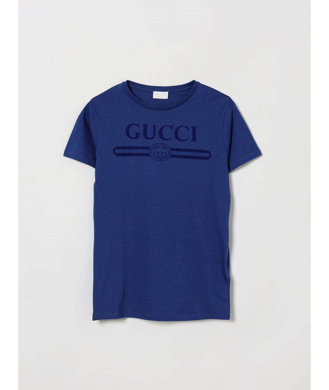 GUCCI Синяя хлопковая детская футболка, фото 4
