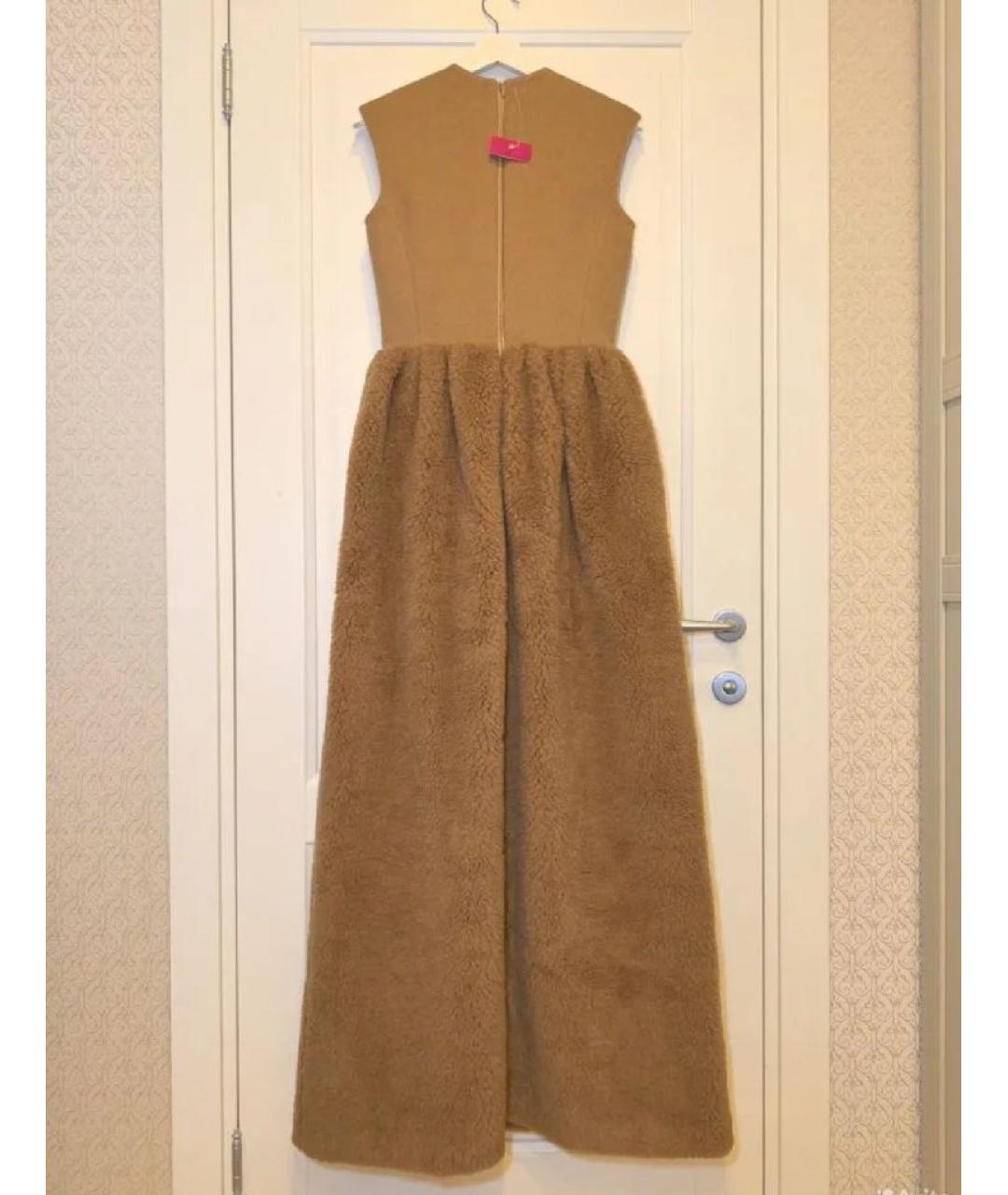 MAX MARA Коричневое шерстяное коктейльное платье, фото 5