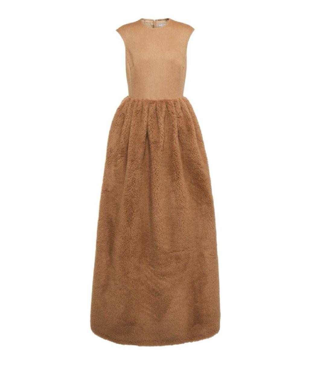 MAX MARA Коричневое шерстяное коктейльное платье, фото 1