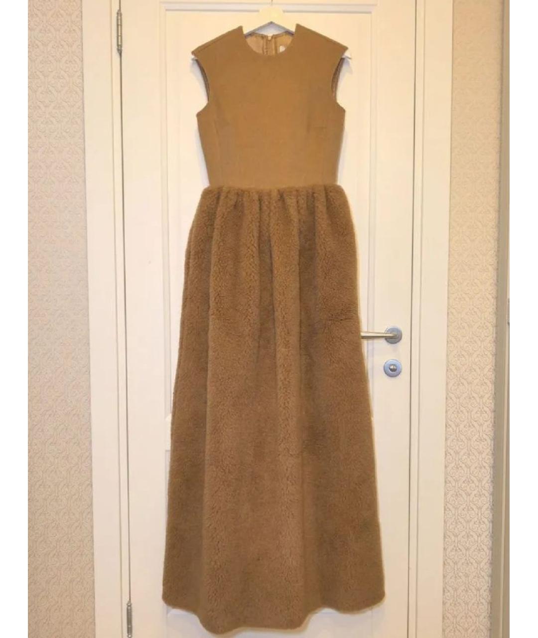 MAX MARA Коричневое шерстяное коктейльное платье, фото 4