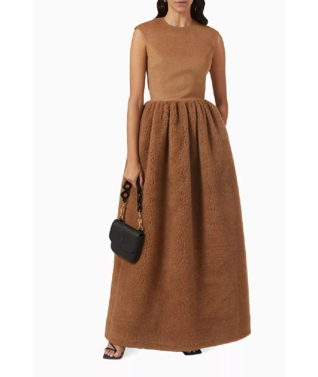 MAX MARA Коричневое шерстяное коктейльное платье, фото 3