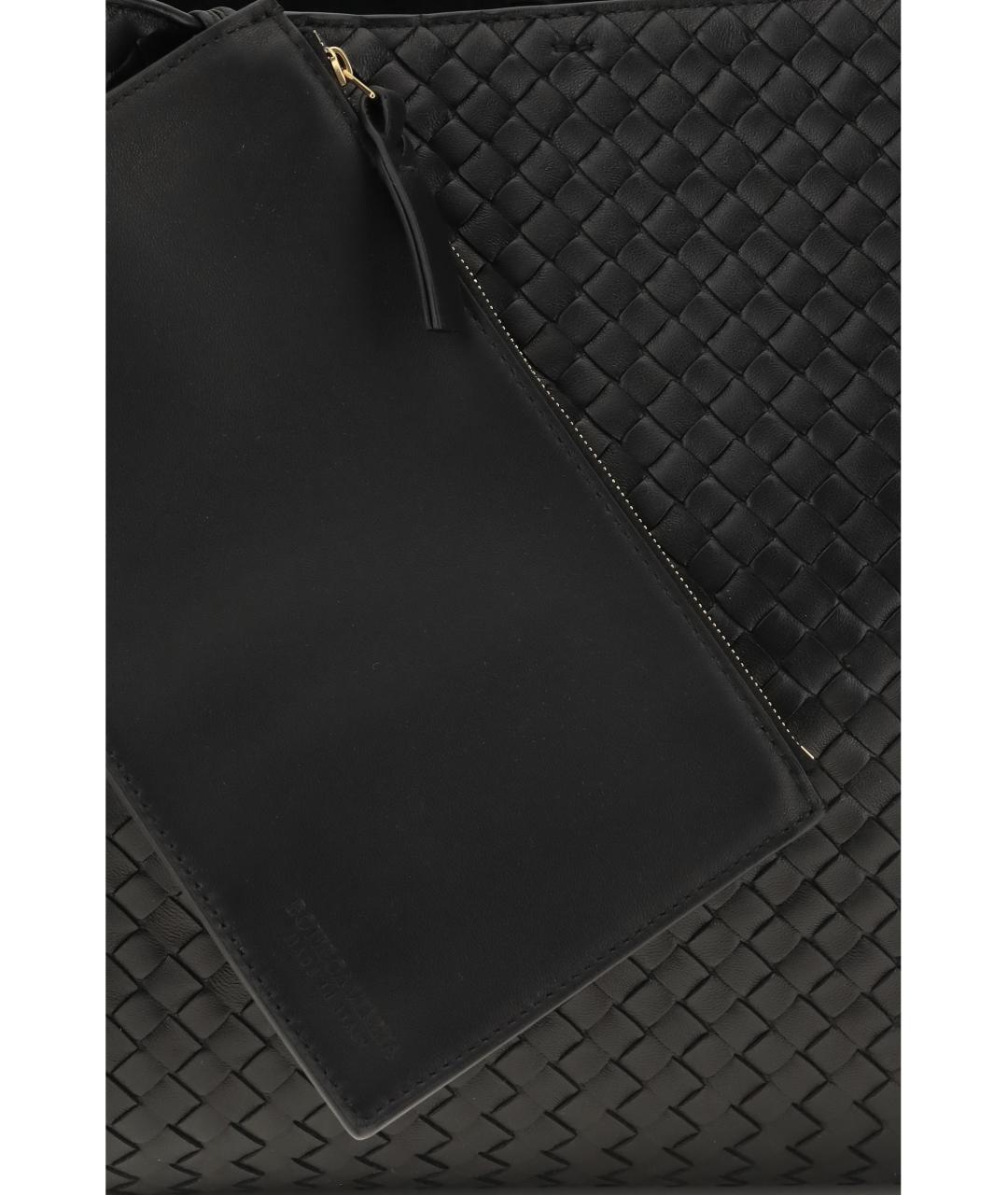BOTTEGA VENETA Черная кожаная сумка тоут, фото 4