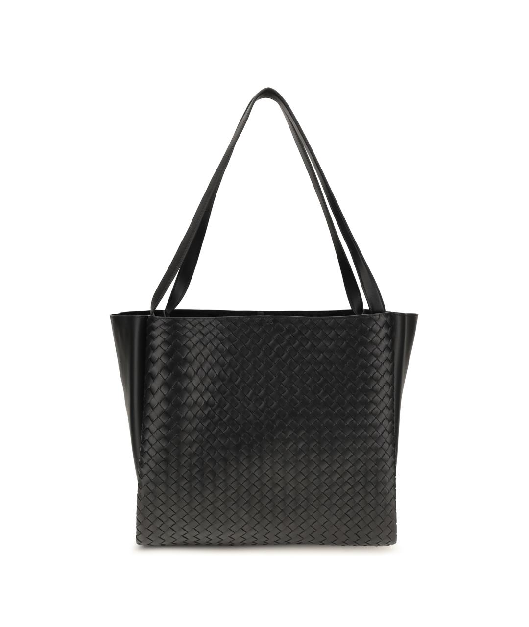 BOTTEGA VENETA Черная кожаная сумка тоут, фото 5