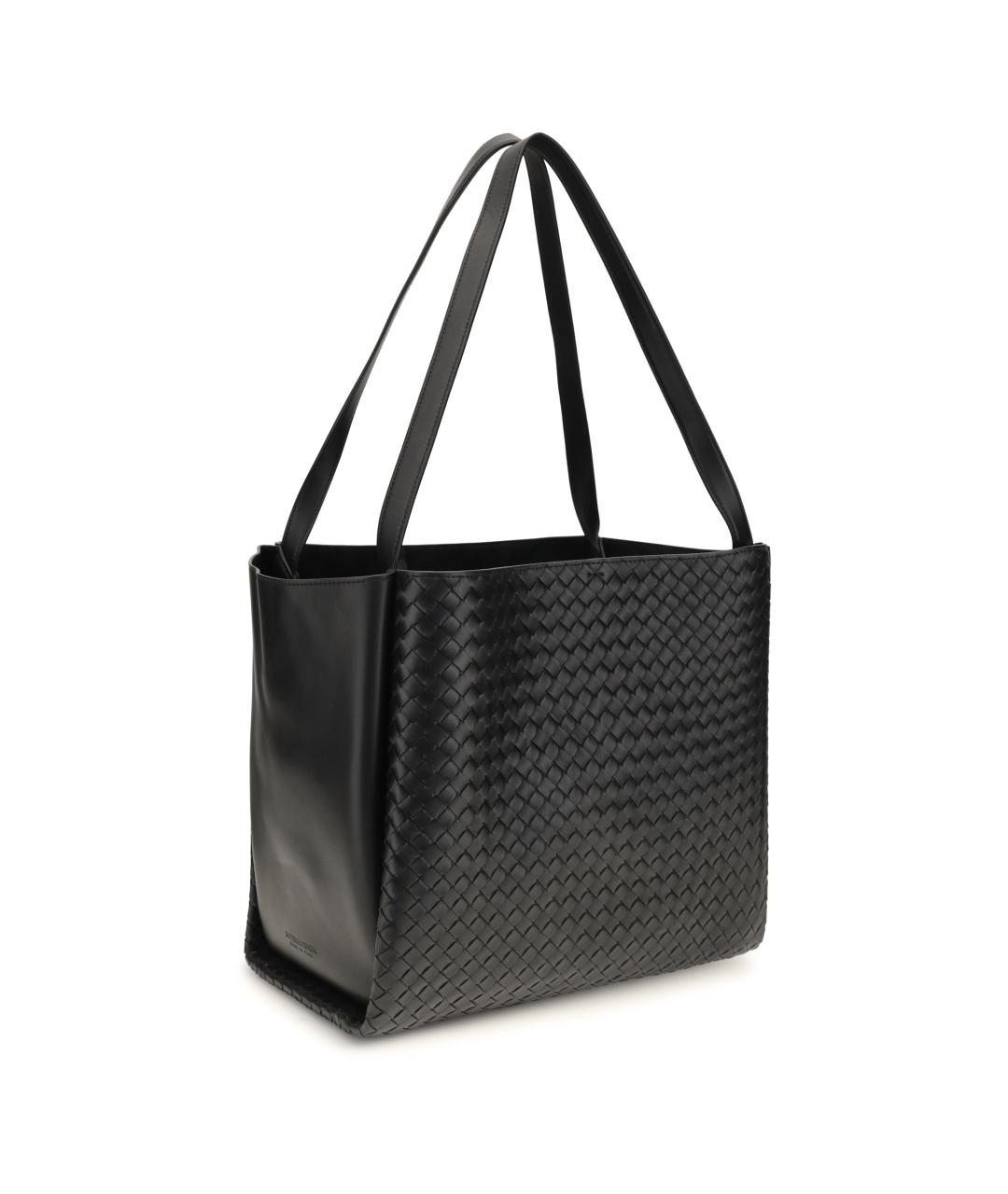 BOTTEGA VENETA Черная кожаная сумка тоут, фото 2