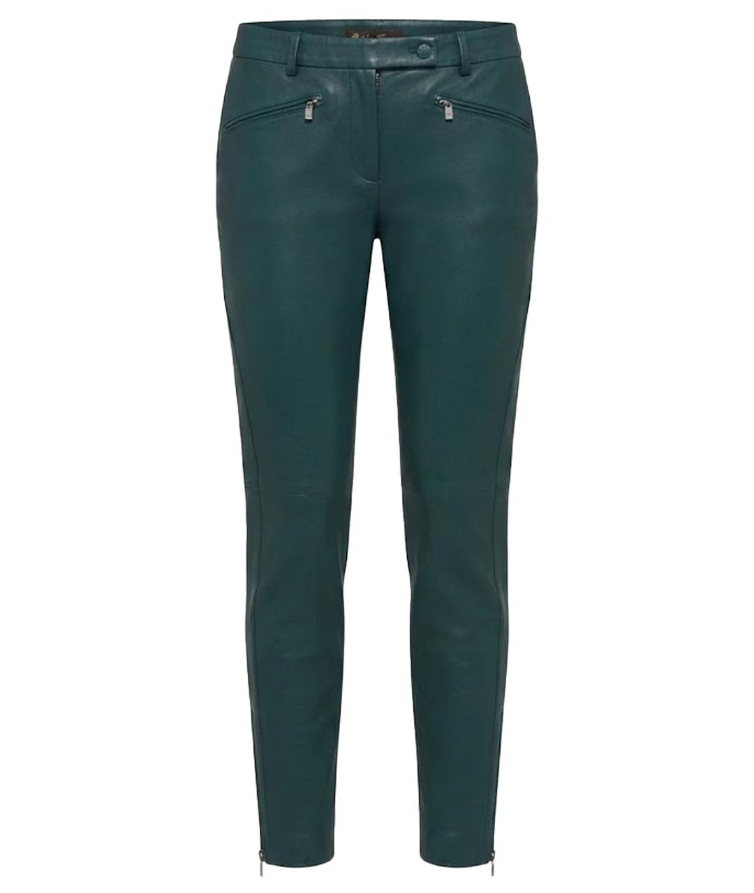 LORO PIANA Зеленые хлопко-эластановые прямые брюки, фото 1