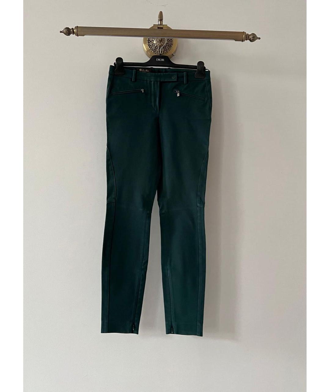 LORO PIANA Зеленые хлопко-эластановые прямые брюки, фото 9