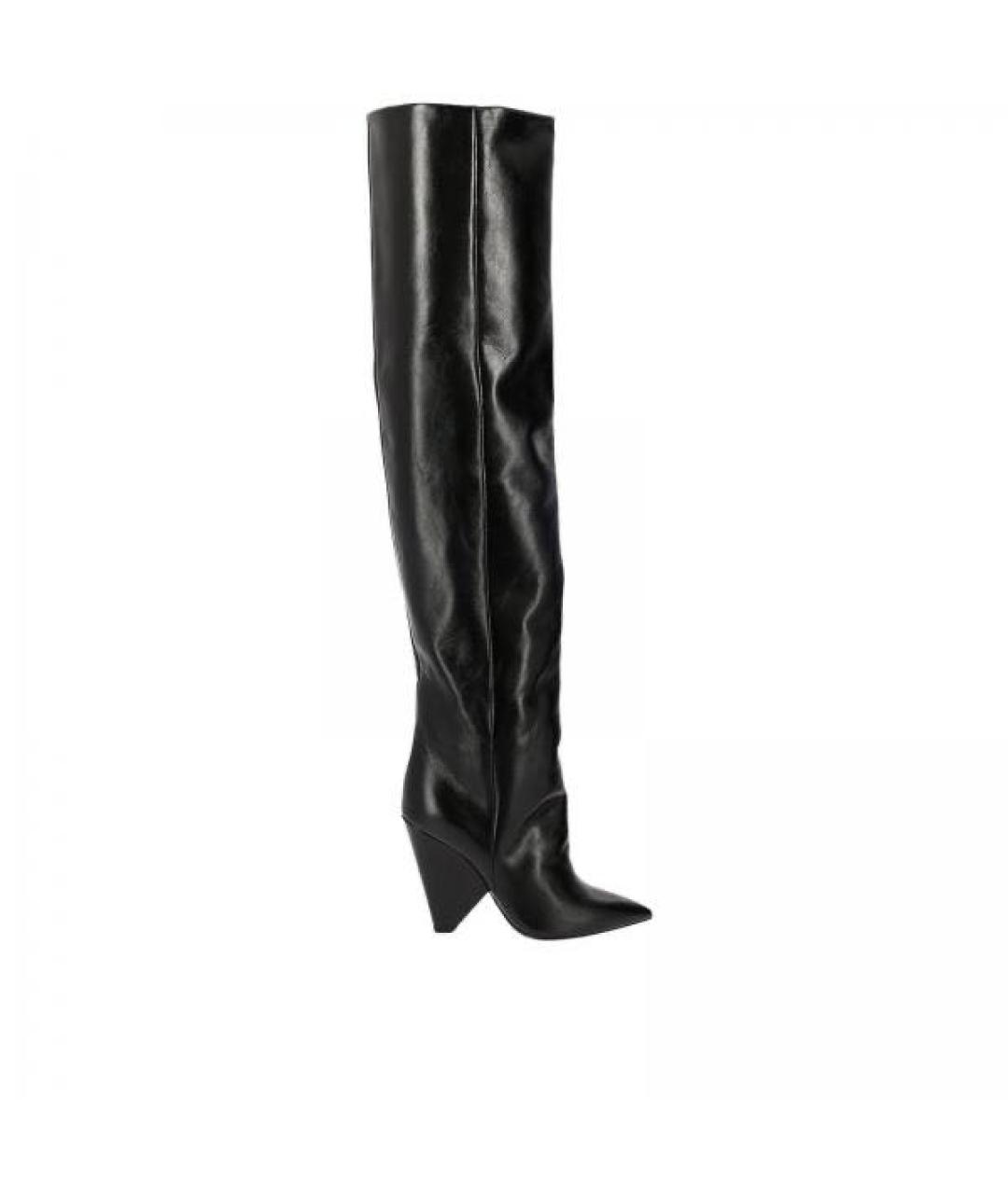 SAINT LAURENT Черные кожаные ботфорты, фото 8
