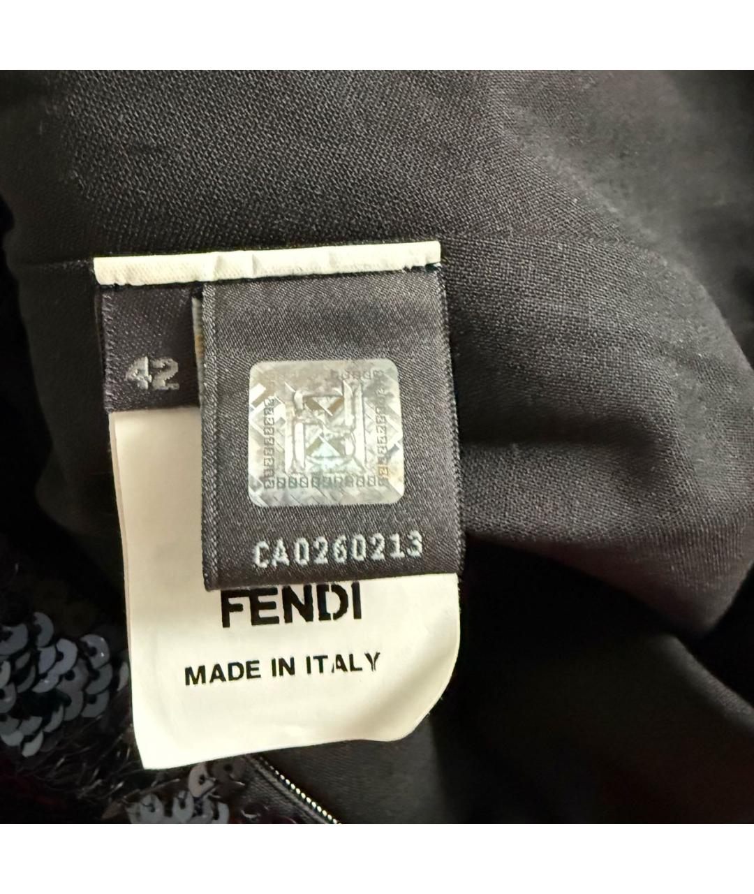 FENDI Темно-синее шерстяное коктейльное платье, фото 3