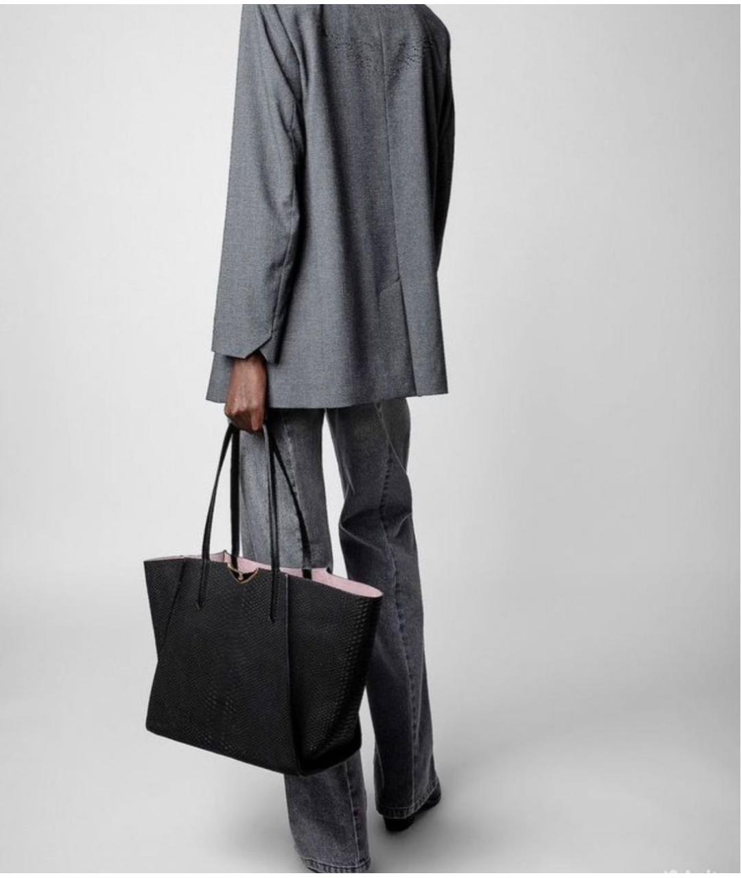 ZADIG & VOLTAIRE Черная кожаная сумка тоут, фото 3