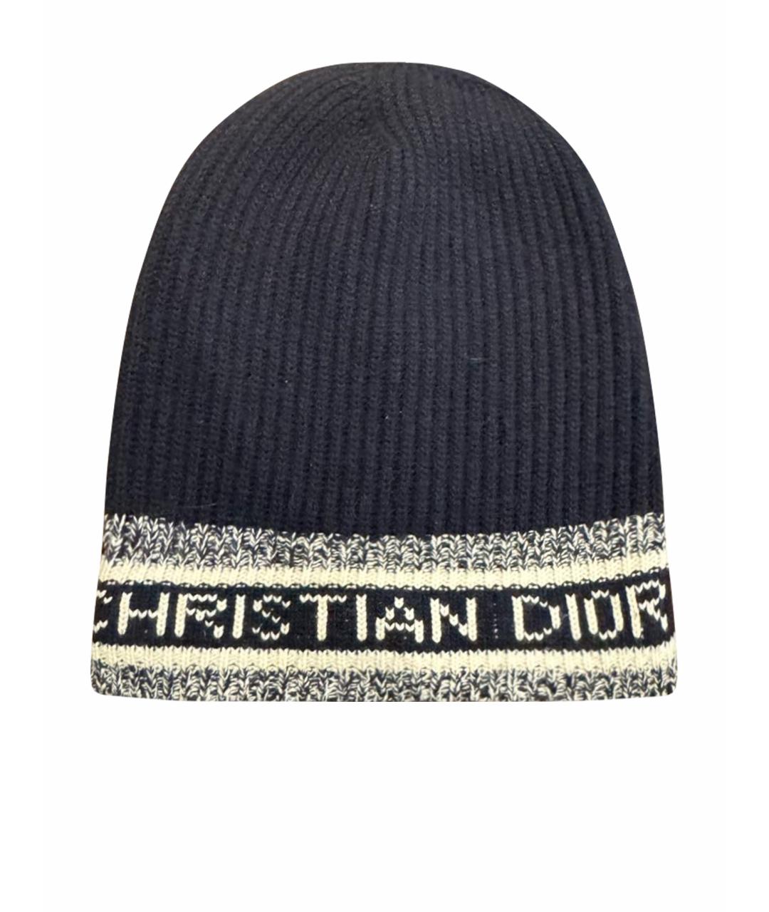 CHRISTIAN DIOR Темно-синяя шерстяная шапка, фото 1