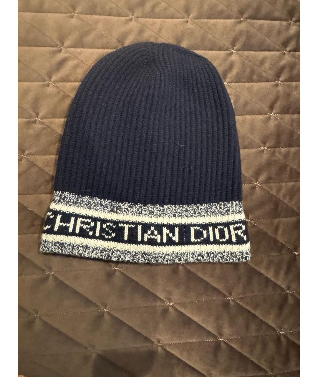 CHRISTIAN DIOR Темно-синяя шерстяная шапка, фото 3