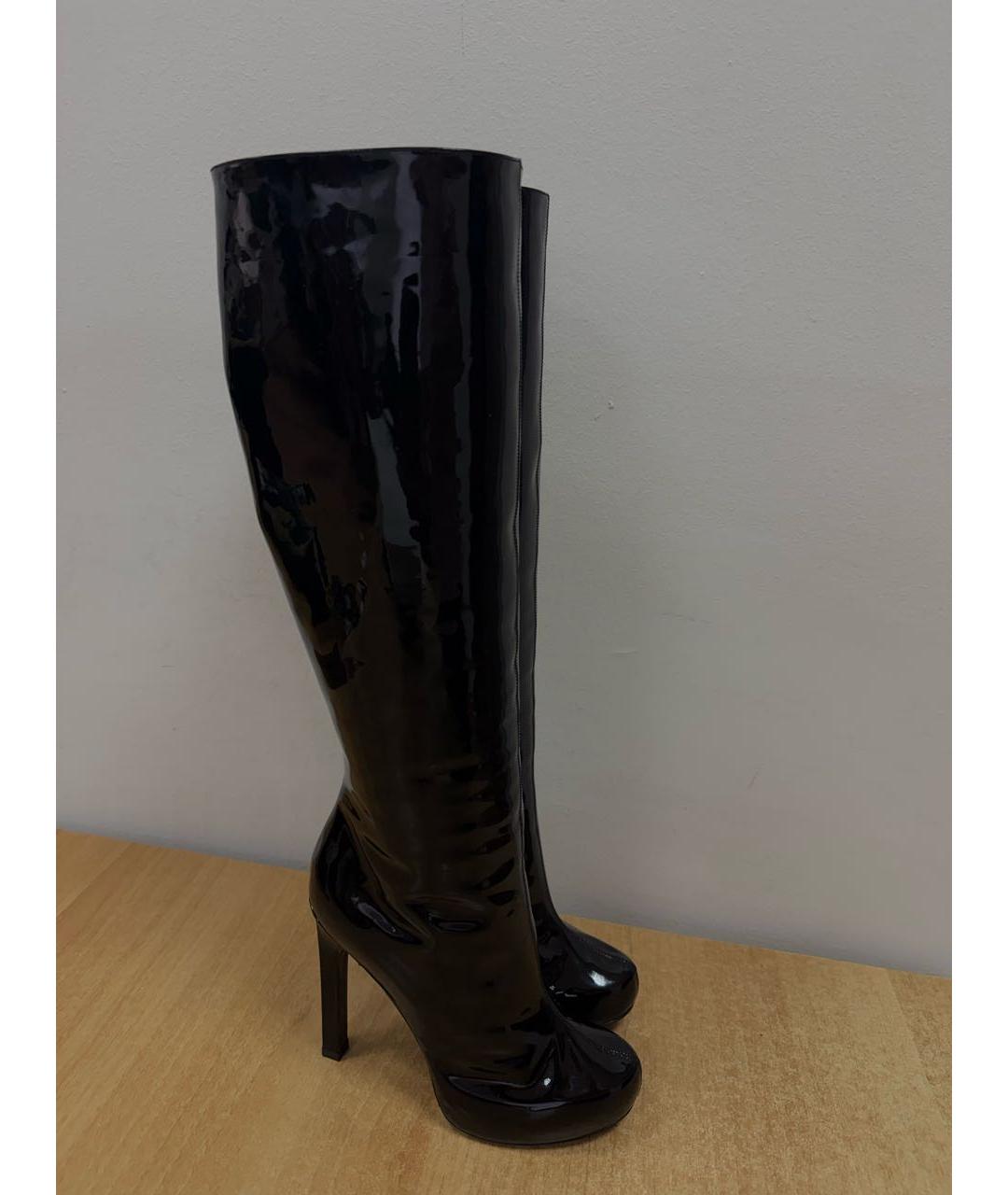 SAINT LAURENT Черные сапоги из лакированной кожи, фото 5