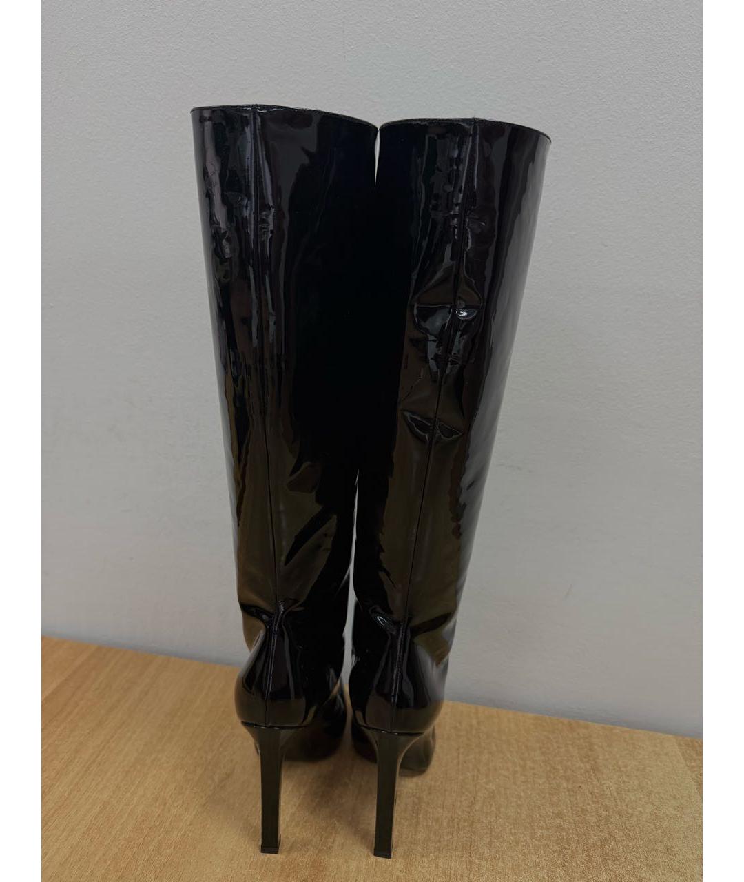 SAINT LAURENT Черные сапоги из лакированной кожи, фото 6