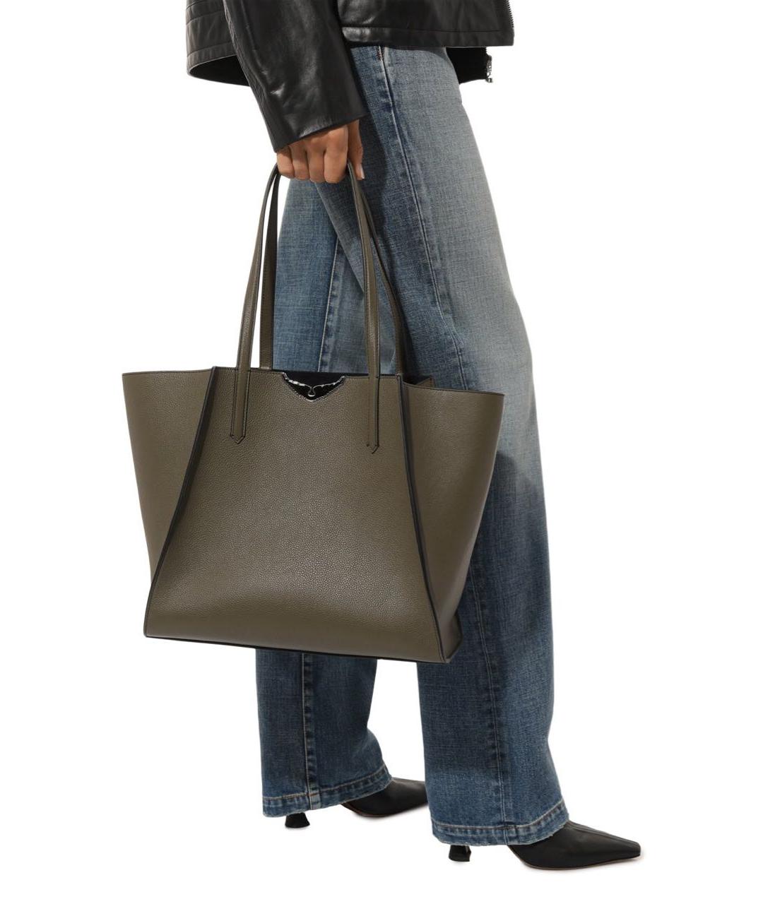 ZADIG & VOLTAIRE Хаки кожаная сумка тоут, фото 3