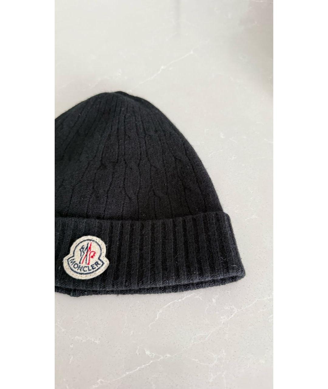 MONCLER Черная шерстяная шапка, фото 5