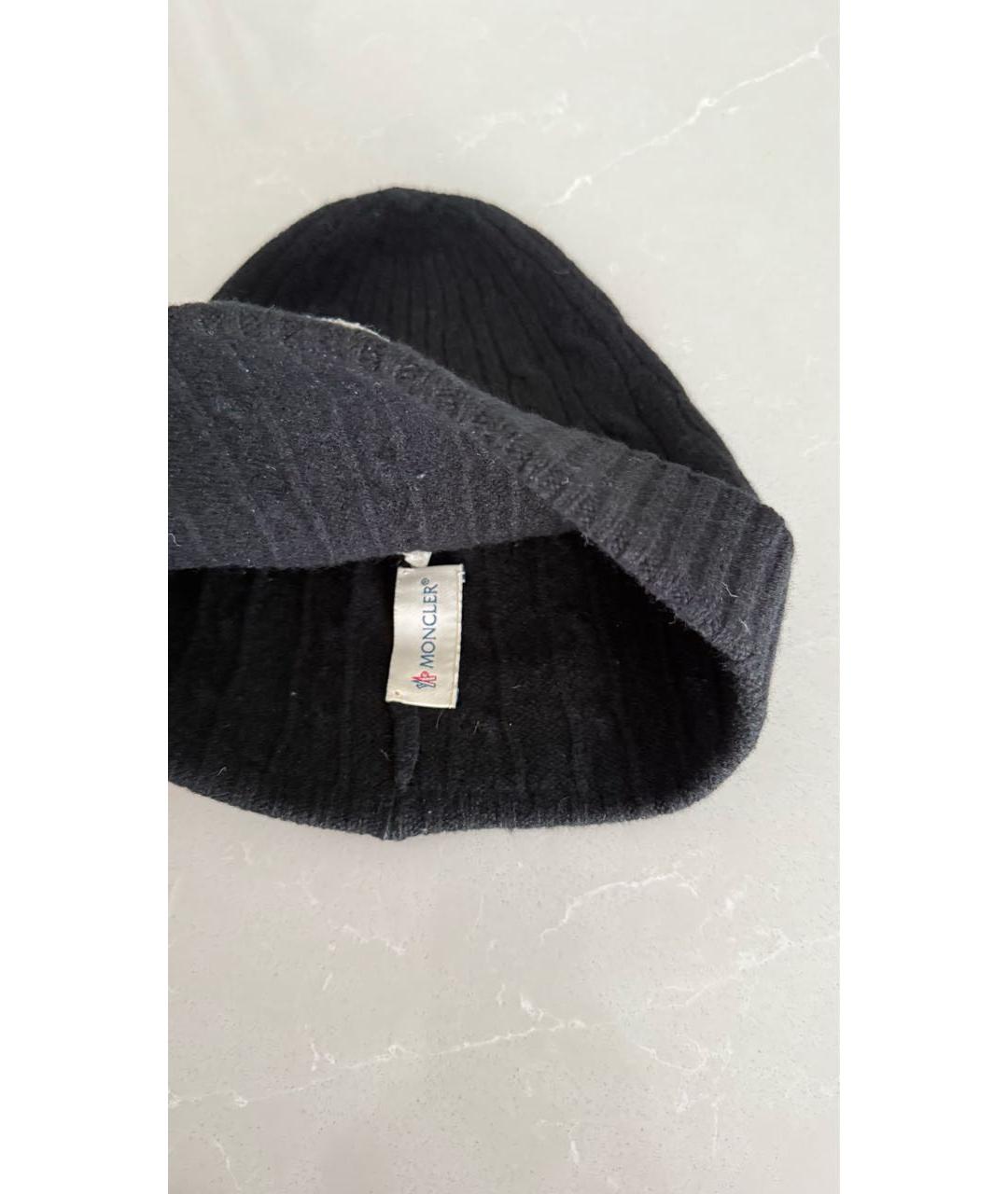 MONCLER Черная шерстяная шапка, фото 4