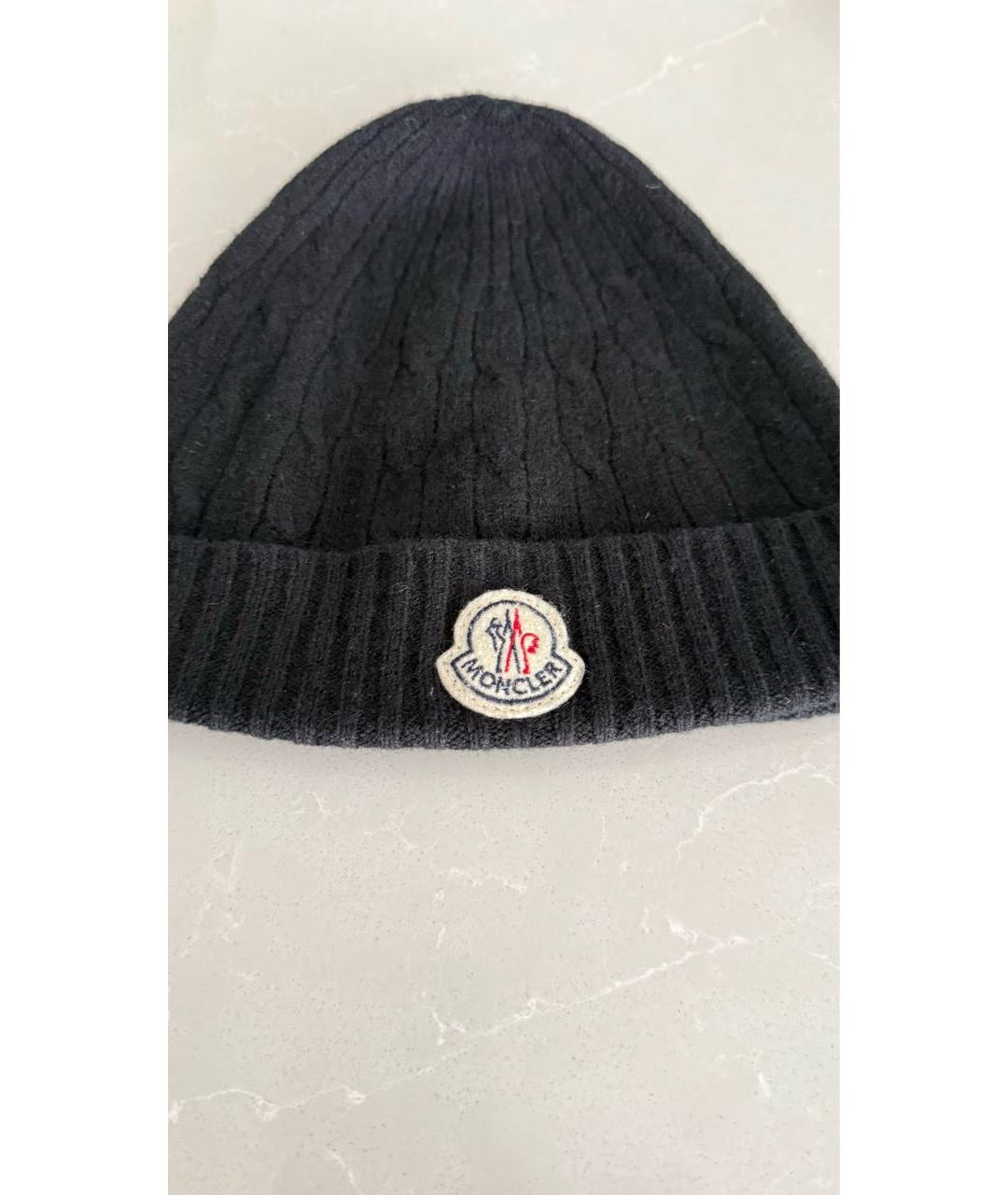 MONCLER Черная шерстяная шапка, фото 3