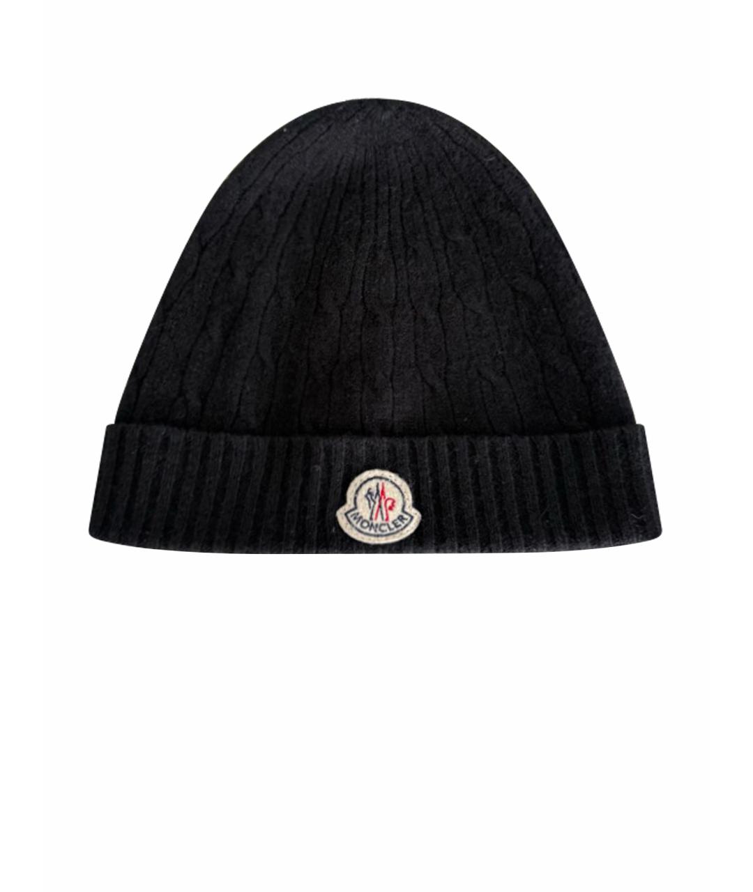 MONCLER Черная шерстяная шапка, фото 1