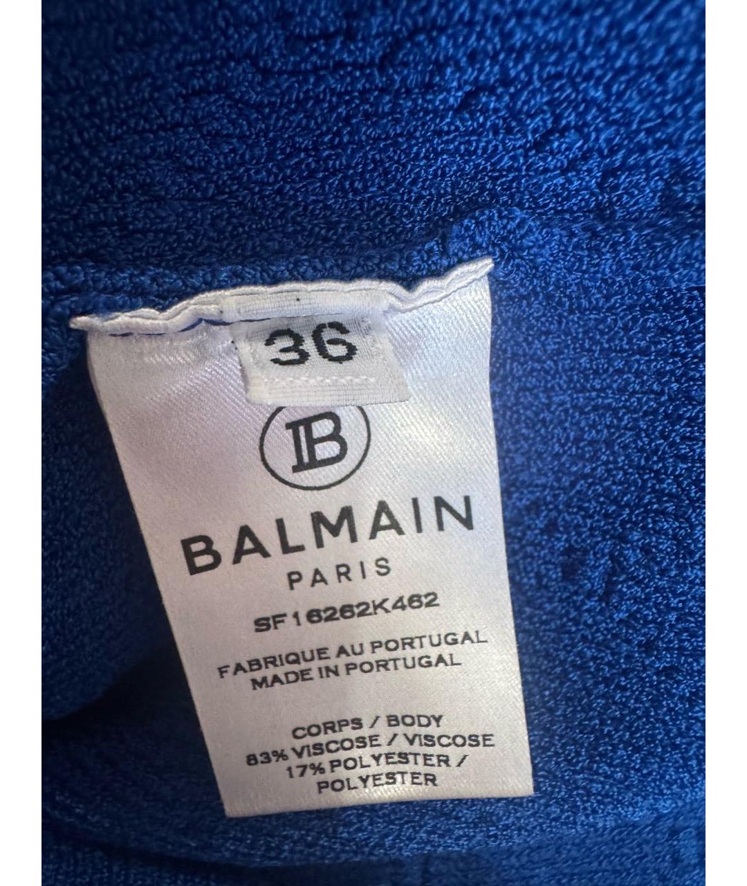 BALMAIN Синее вискозное платье, фото 5