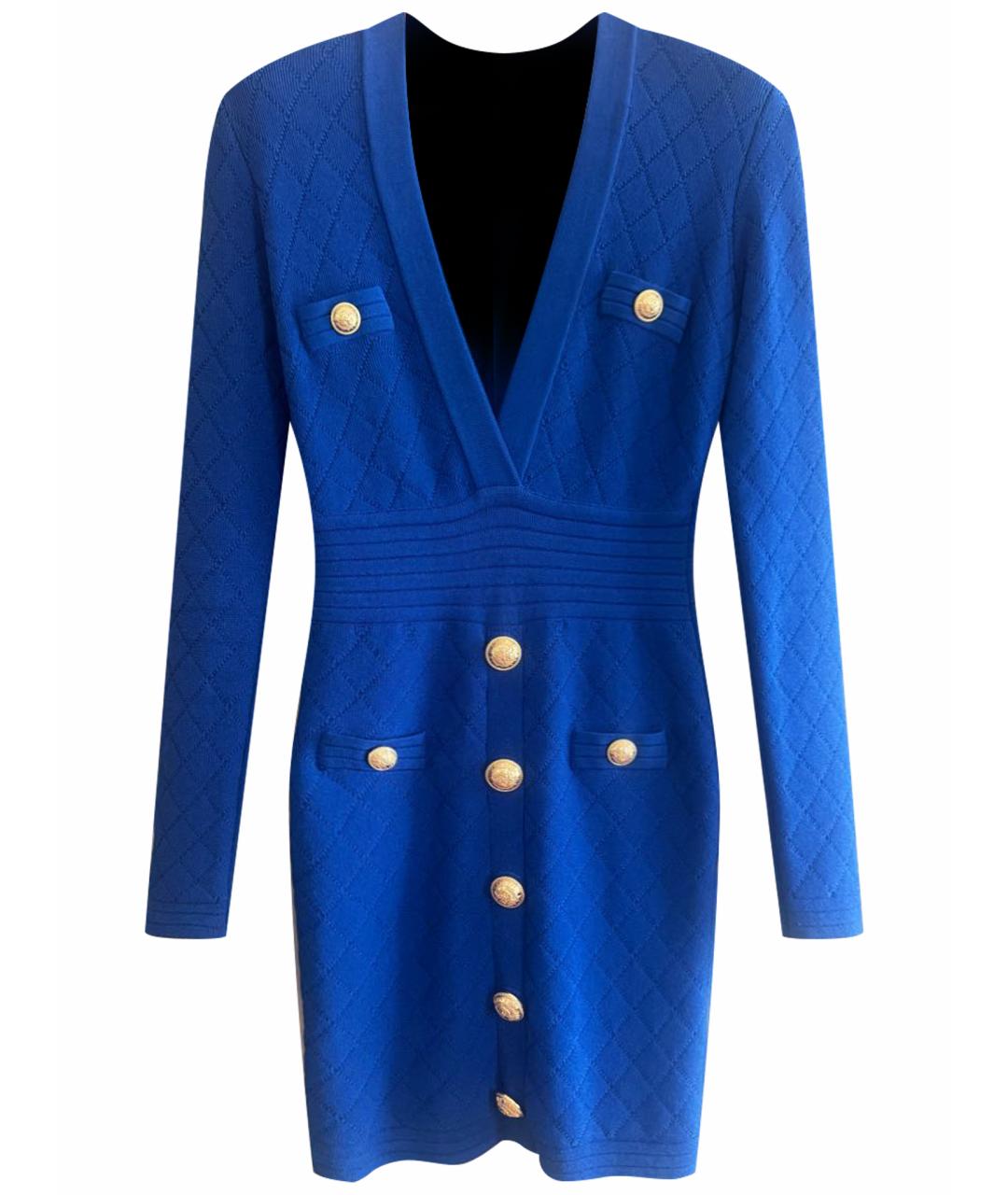 BALMAIN Синее вискозное платье, фото 1