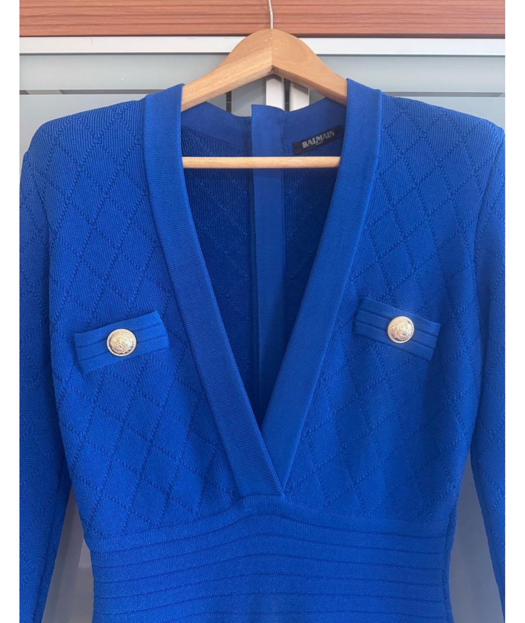 BALMAIN Синее вискозное платье, фото 3