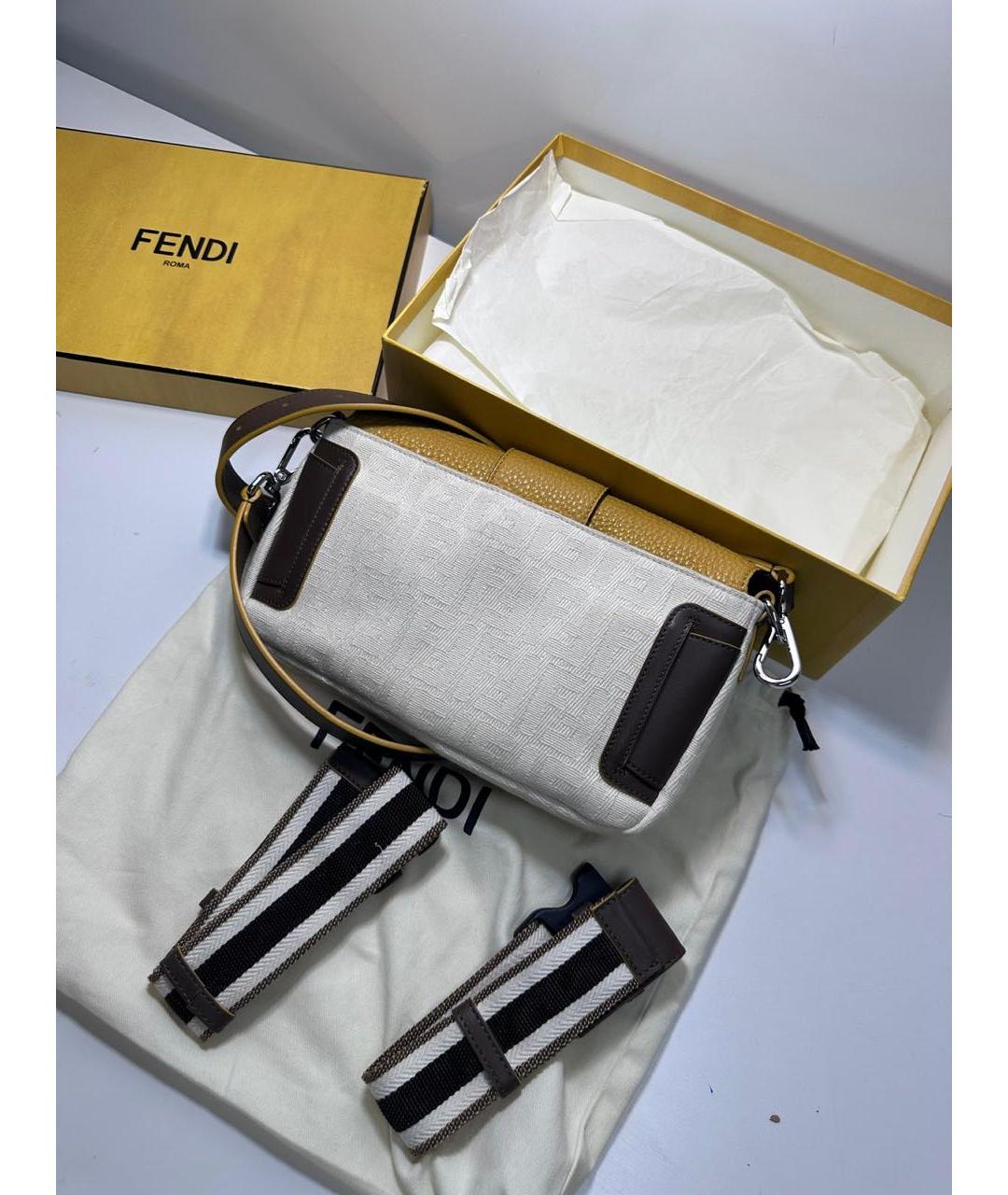 FENDI Горчичная кожаная поясная сумка, фото 6