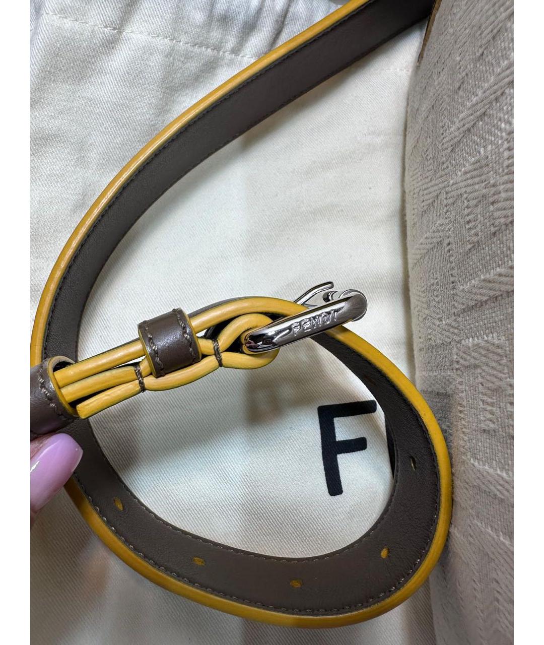 FENDI Горчичная кожаная поясная сумка, фото 5
