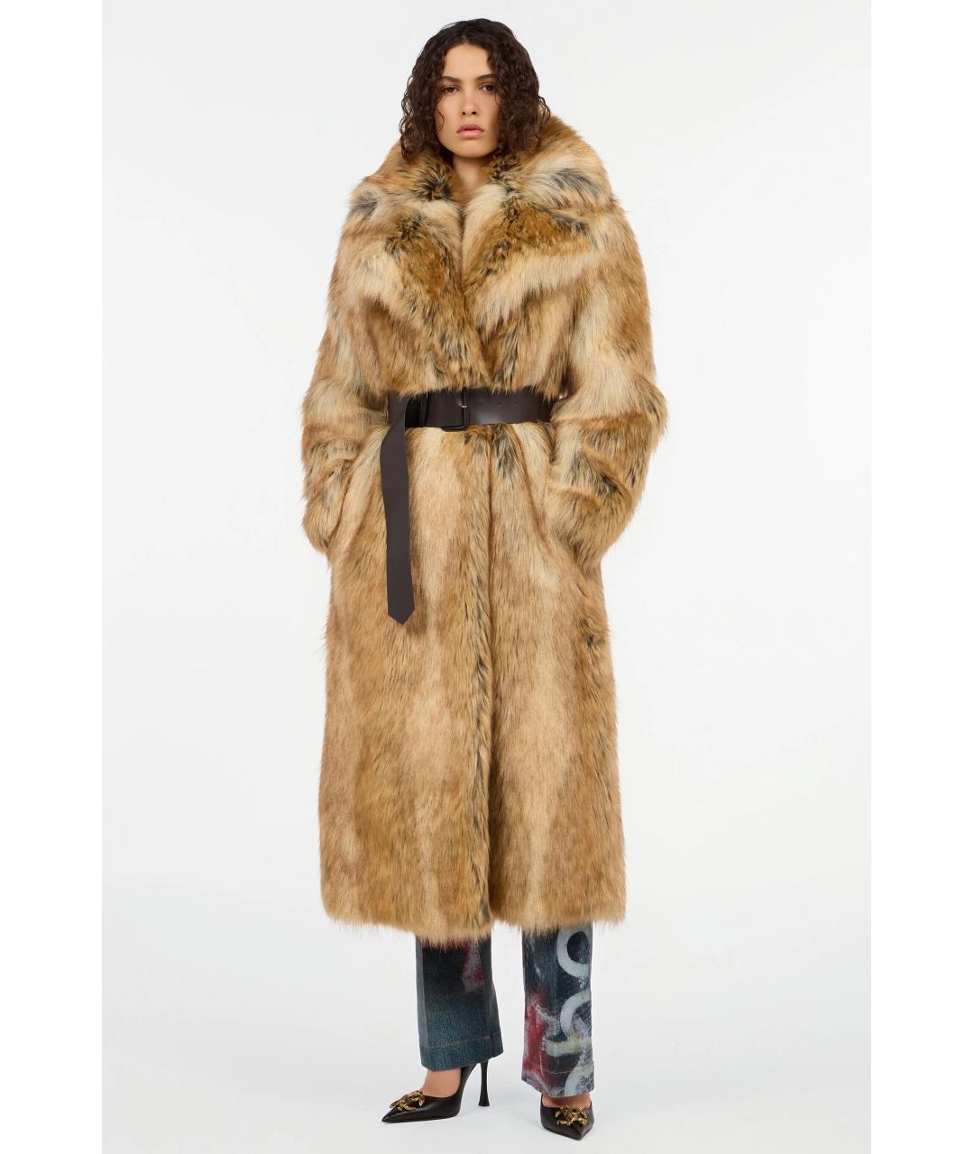 ROBERTO CAVALLI Бежевая шуба, фото 2