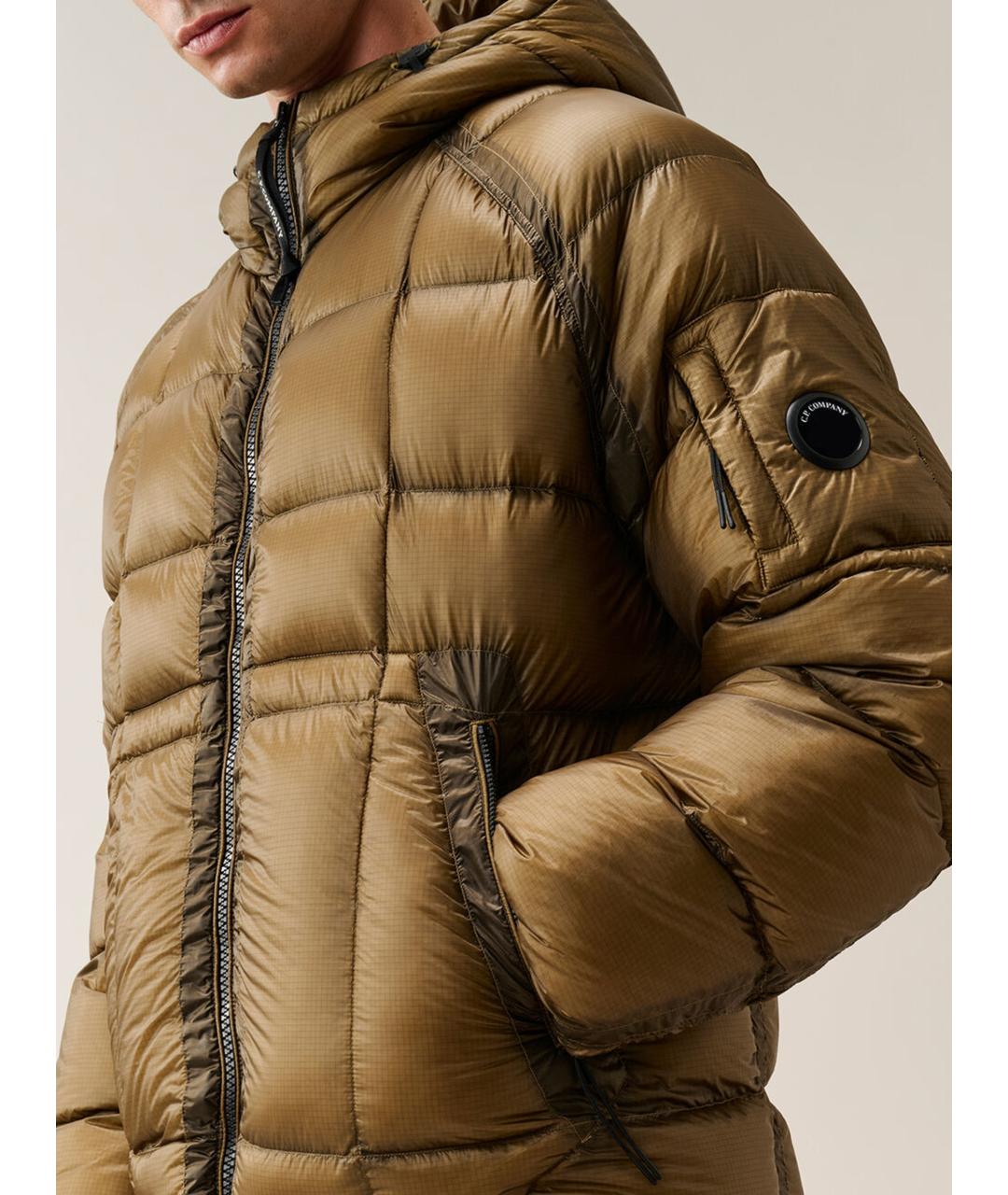CP COMPANY Бежевый полиамидовый пуховик, фото 4