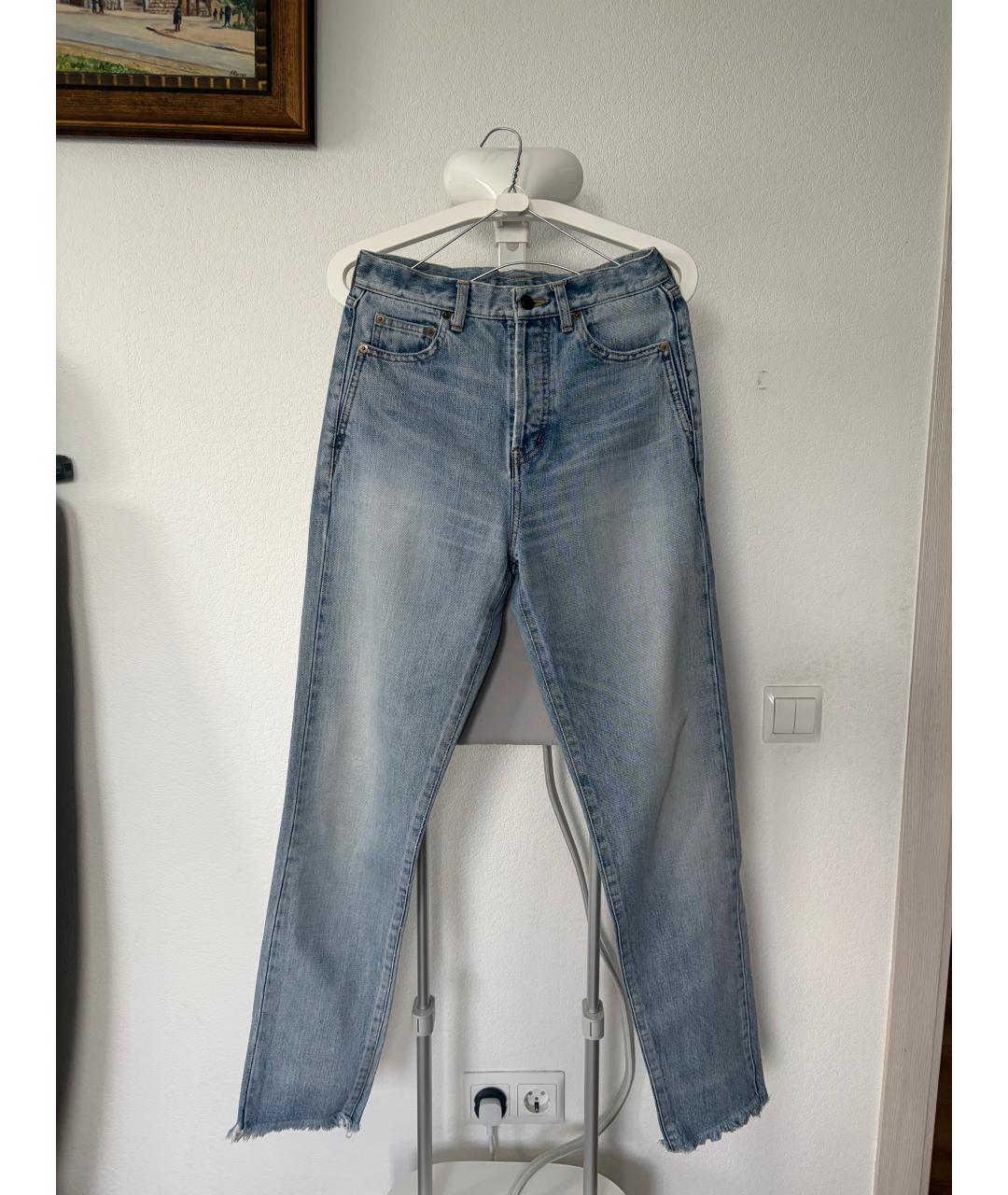SAINT LAURENT Голубые хлопковые прямые джинсы, фото 2