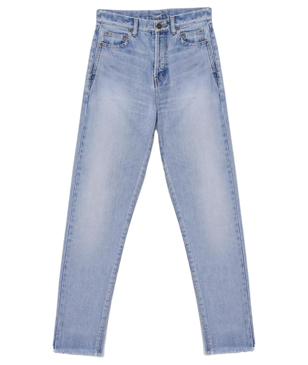 SAINT LAURENT Голубые хлопковые прямые джинсы, фото 1