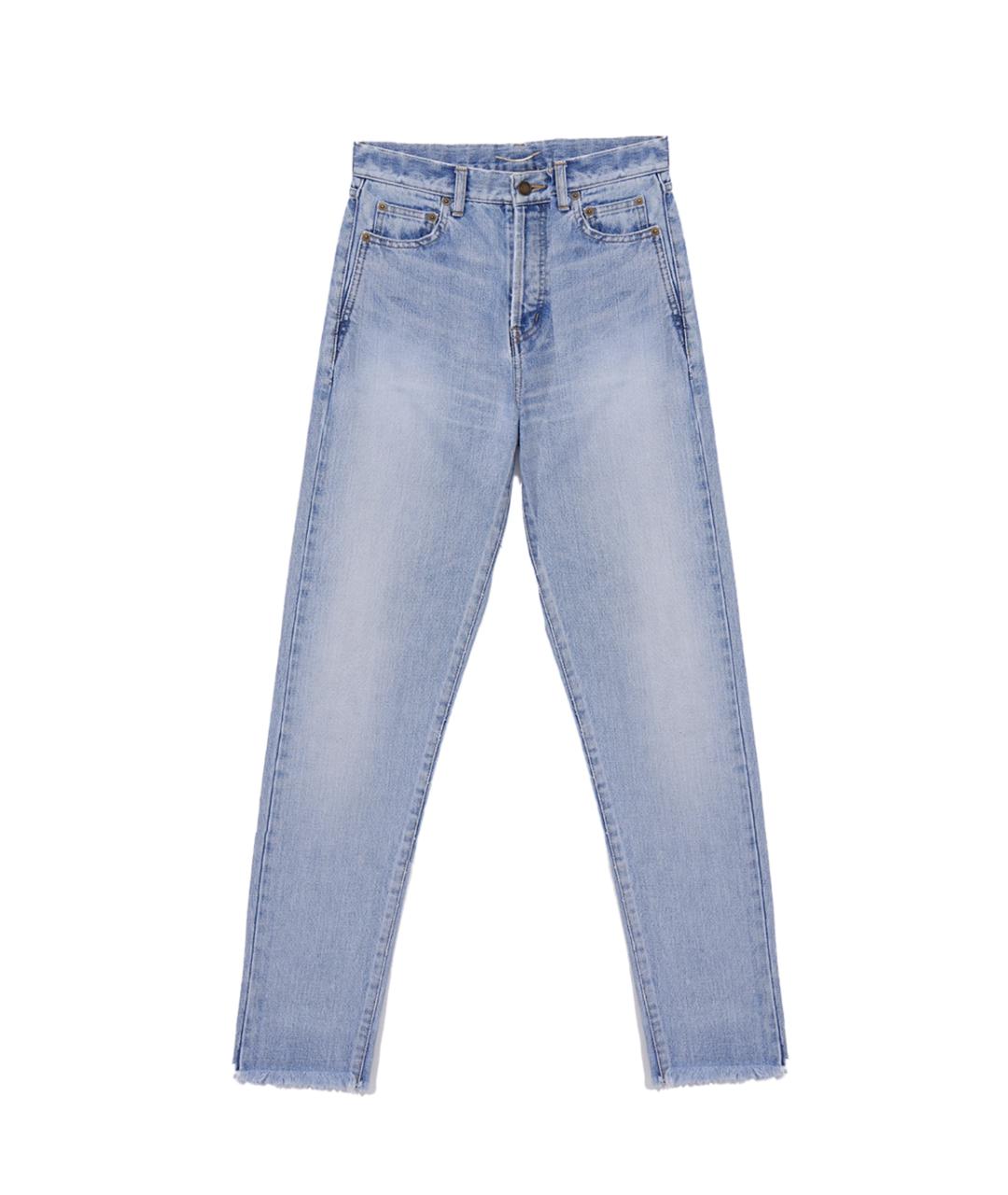 SAINT LAURENT Голубые хлопковые прямые джинсы, фото 5