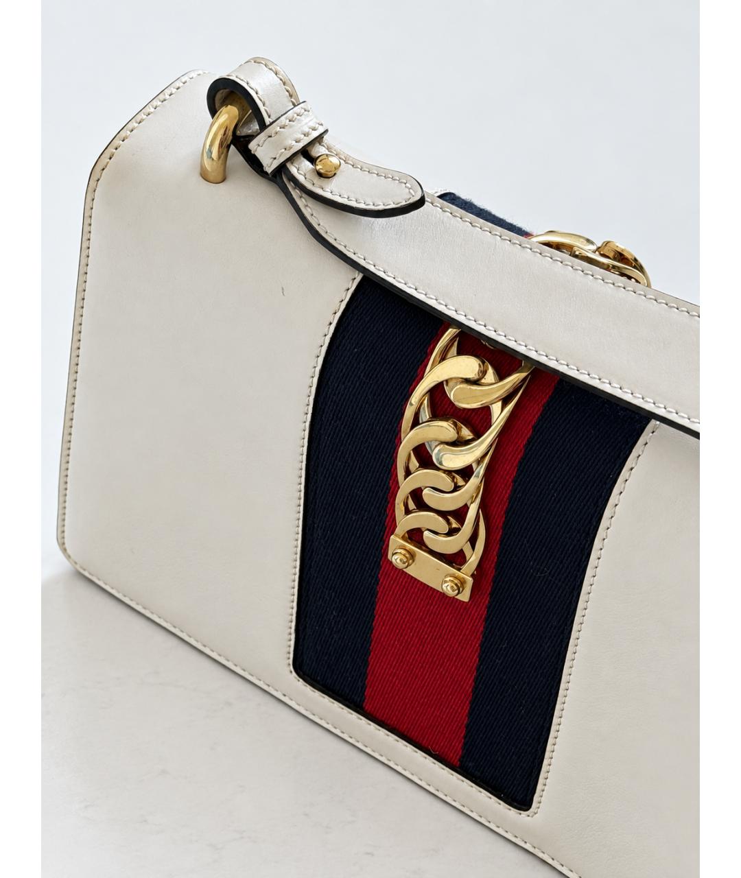 GUCCI Белая кожаная сумка через плечо, фото 2