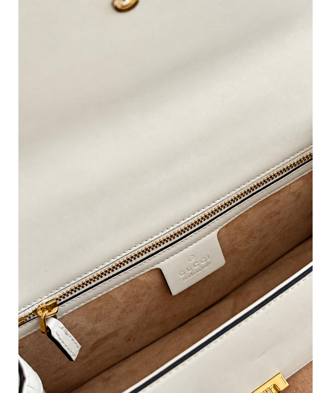 GUCCI Белая кожаная сумка через плечо, фото 4